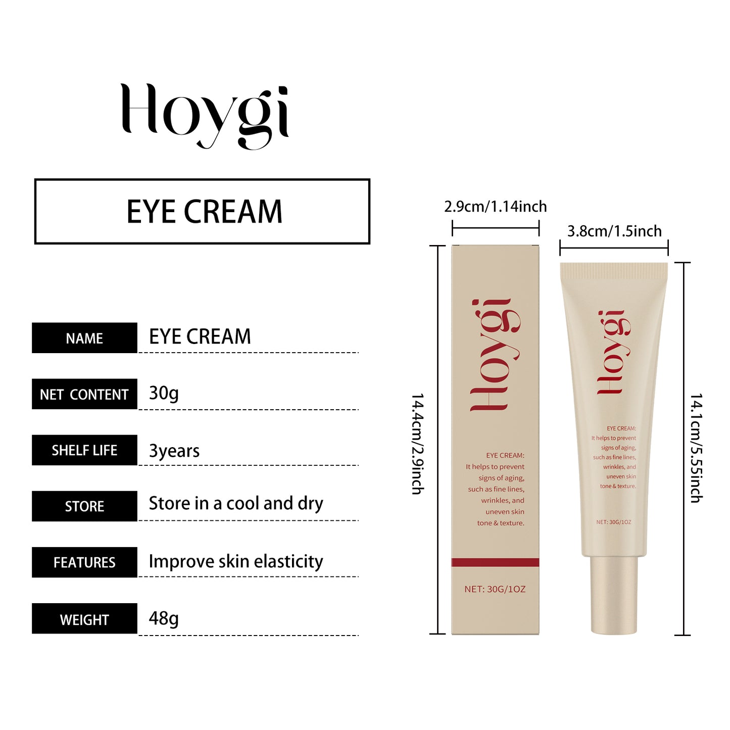 Hoygi Retinol Eye Cream: Fade Fine Lines, Nourish, Hydrate & Daily Care