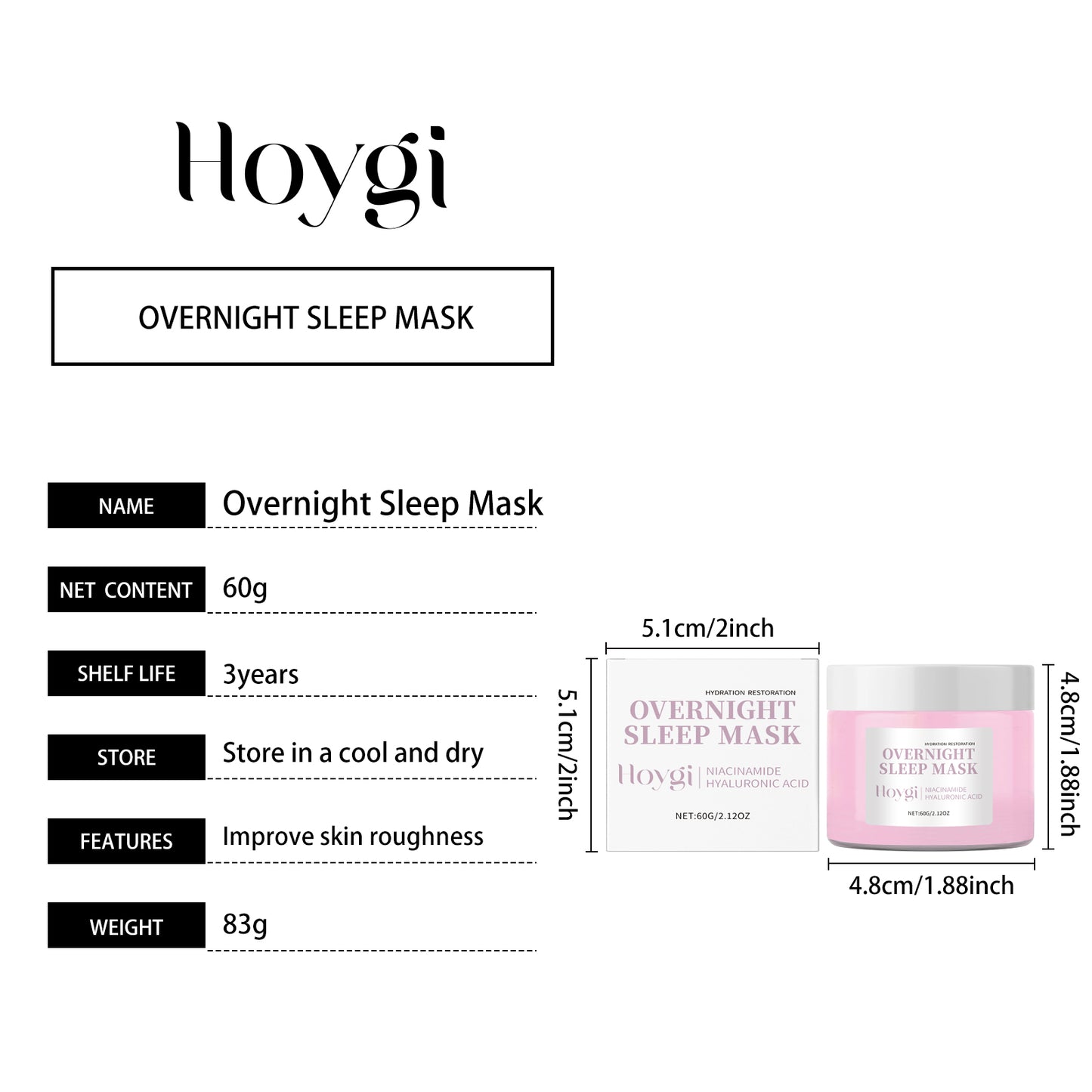Hoygi Niacinamide Sleeping Moisturizing Mask – Night Care for Elastic, Smooth, Delicate & Hydrated Skin