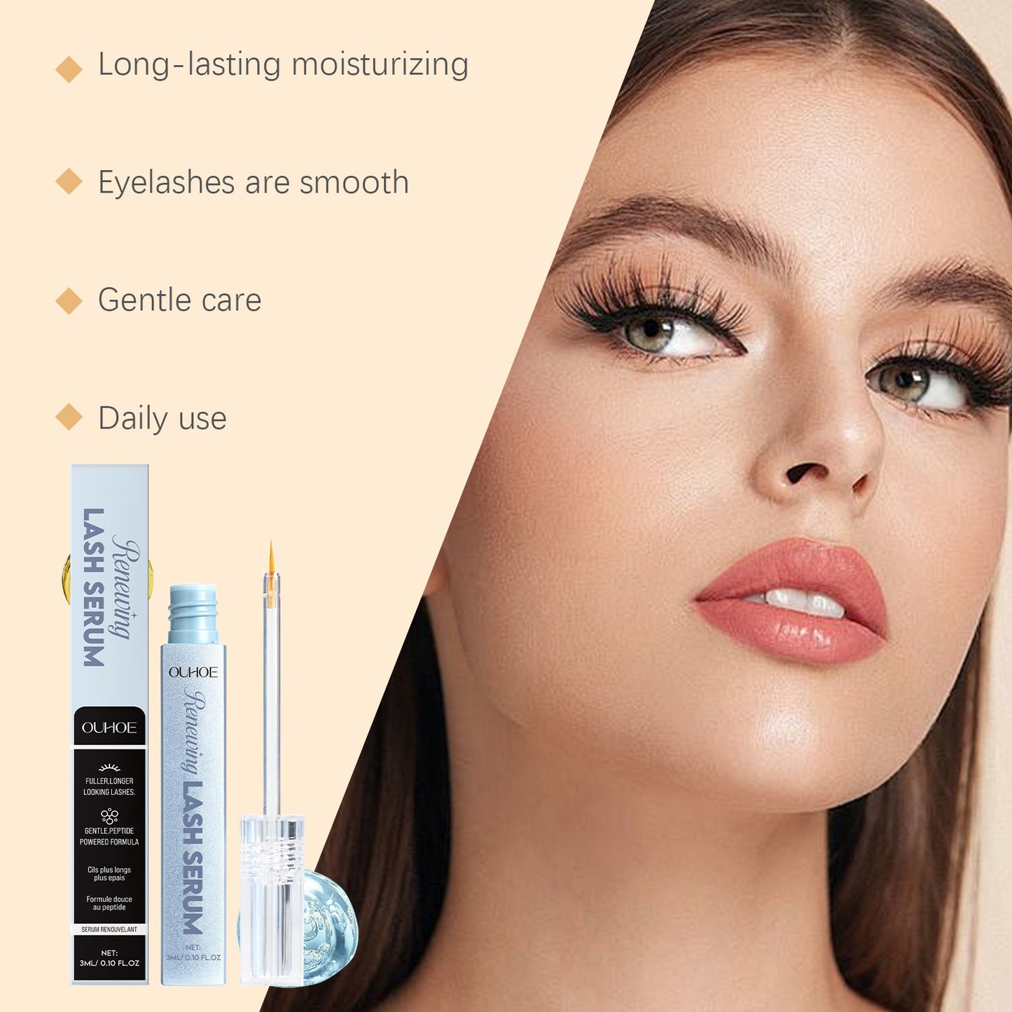 OUHOE Mascara Serum – Gentle, Nourishing, for Curled, Lengthened & Natural Lashes. Daily, Portable, Long-Wearing Lash Care