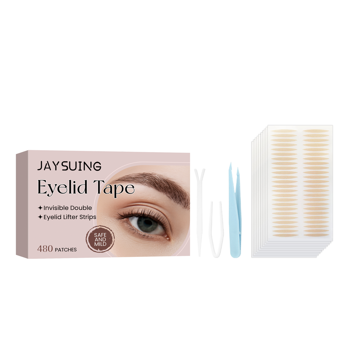 Jaysuing Invisible & Breathable Eyelid Tape Set – Glue-Free, Long-Lasting, Seamless for Larger, Defined Eyes