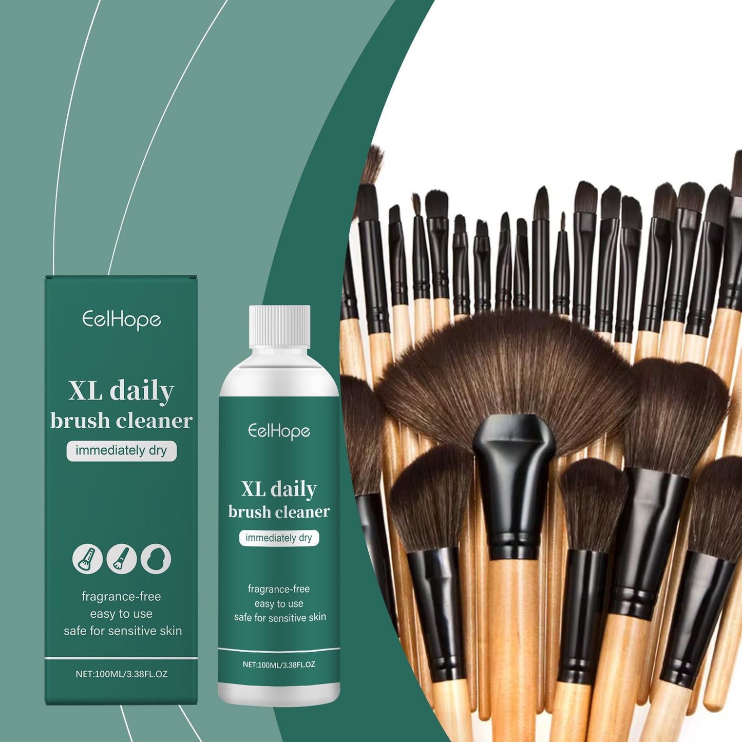 Eelhope Makeup Brush Cleaner – Removes cosmetic residues, for daily care, with mild ingredients, portable and easy to use.