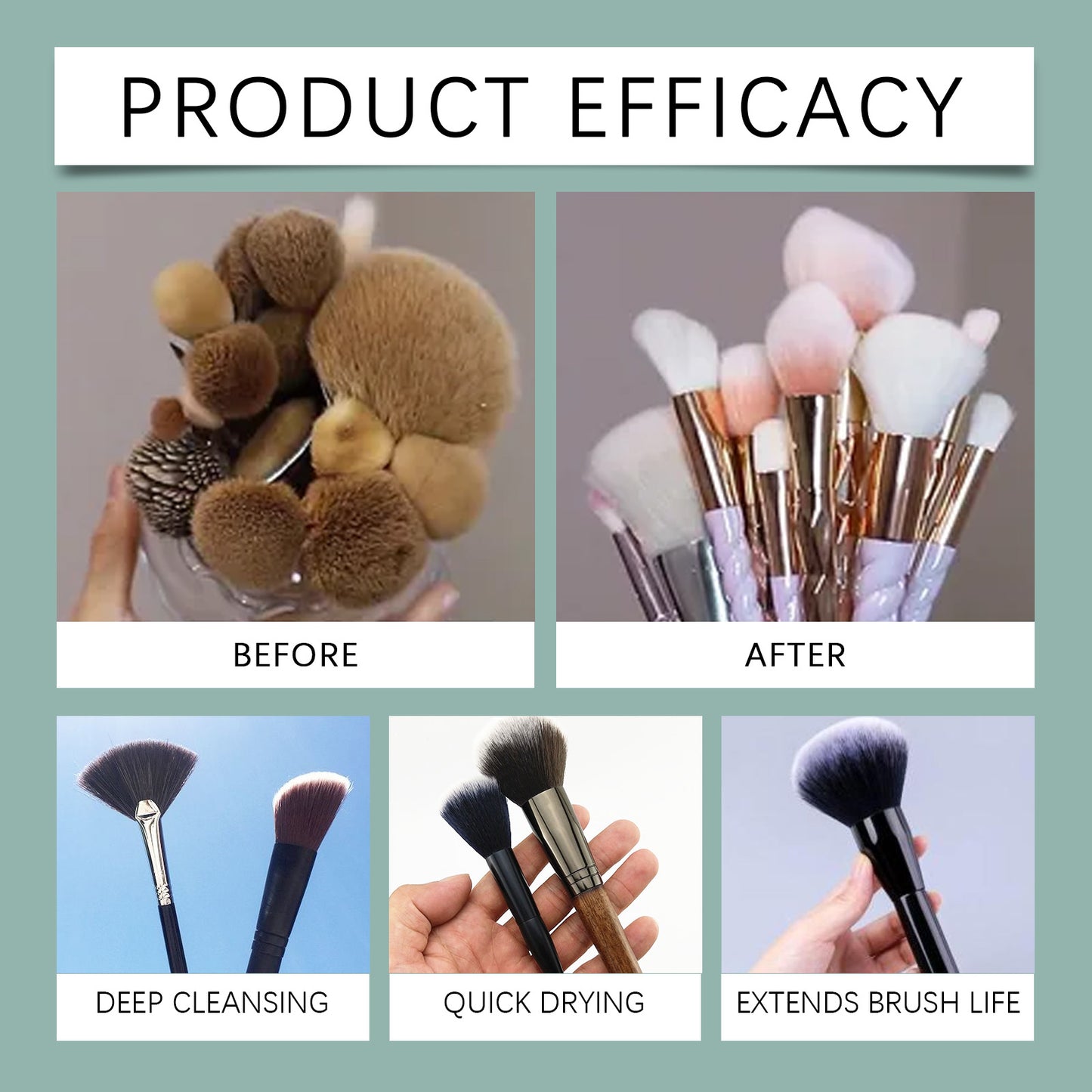 Eelhope Makeup Brush Cleaner – Removes cosmetic residues, for daily care, with mild ingredients, portable and easy to use.