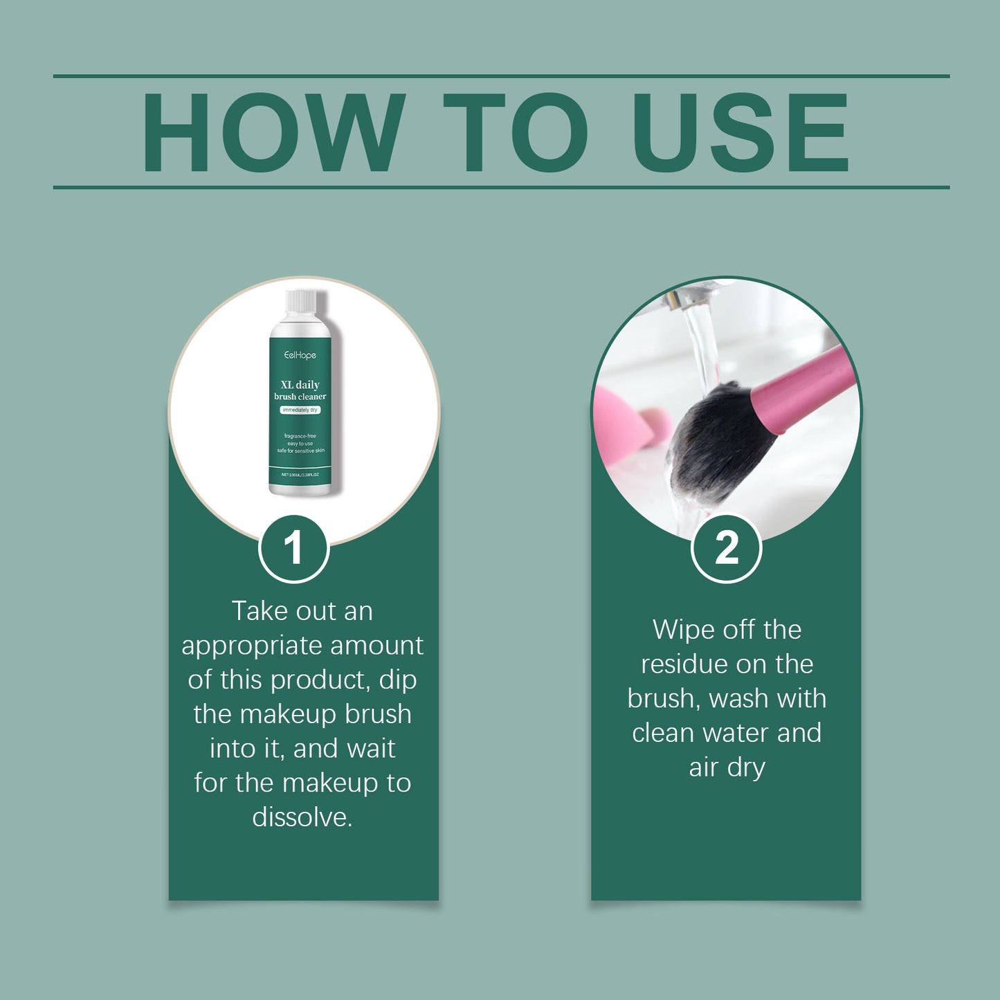 Eelhope Makeup Brush Cleaner – Removes cosmetic residues, for daily care, with mild ingredients, portable and easy to use.