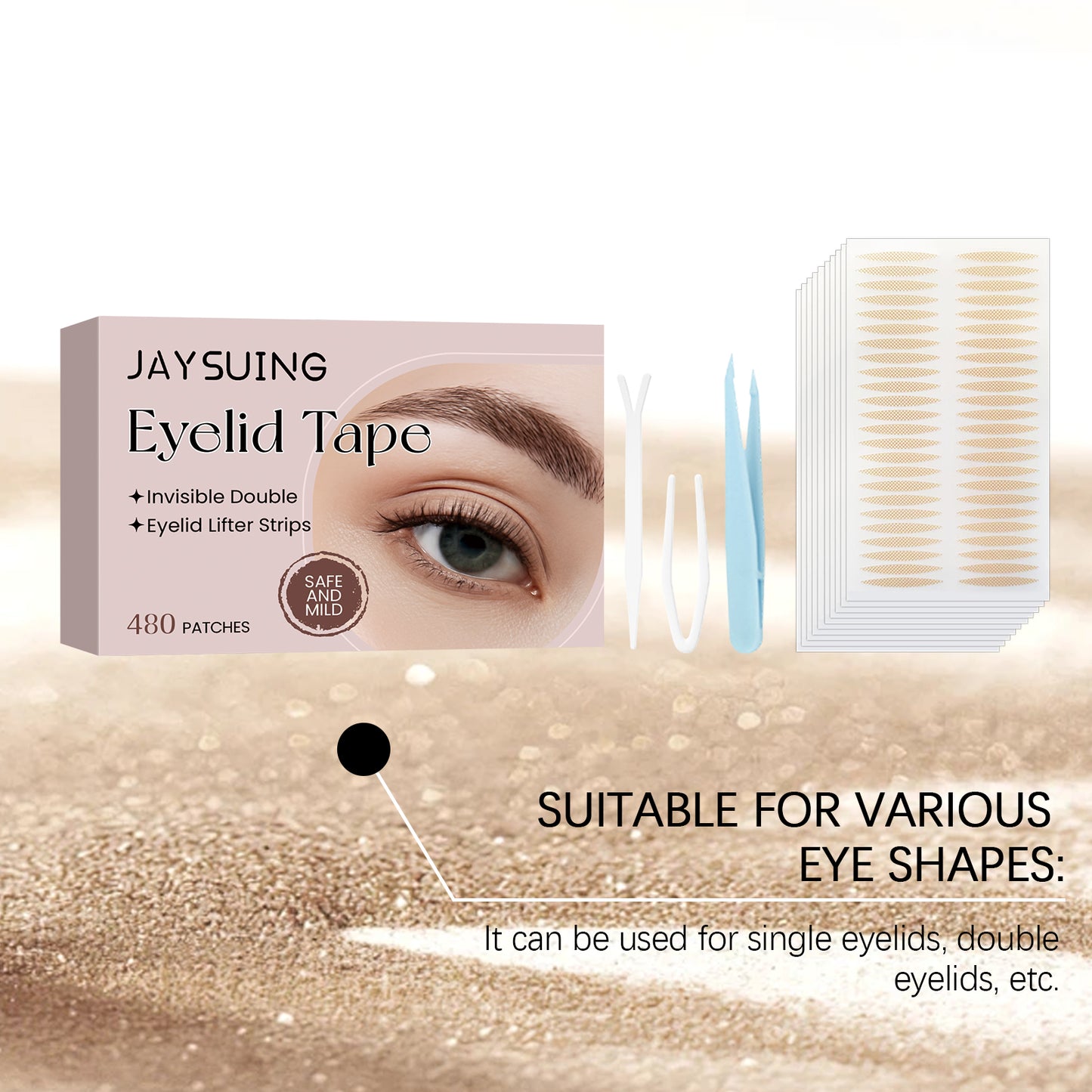 Jaysuing Invisible & Breathable Eyelid Tape Set – Glue-Free, Long-Lasting, Seamless for Larger, Defined Eyes