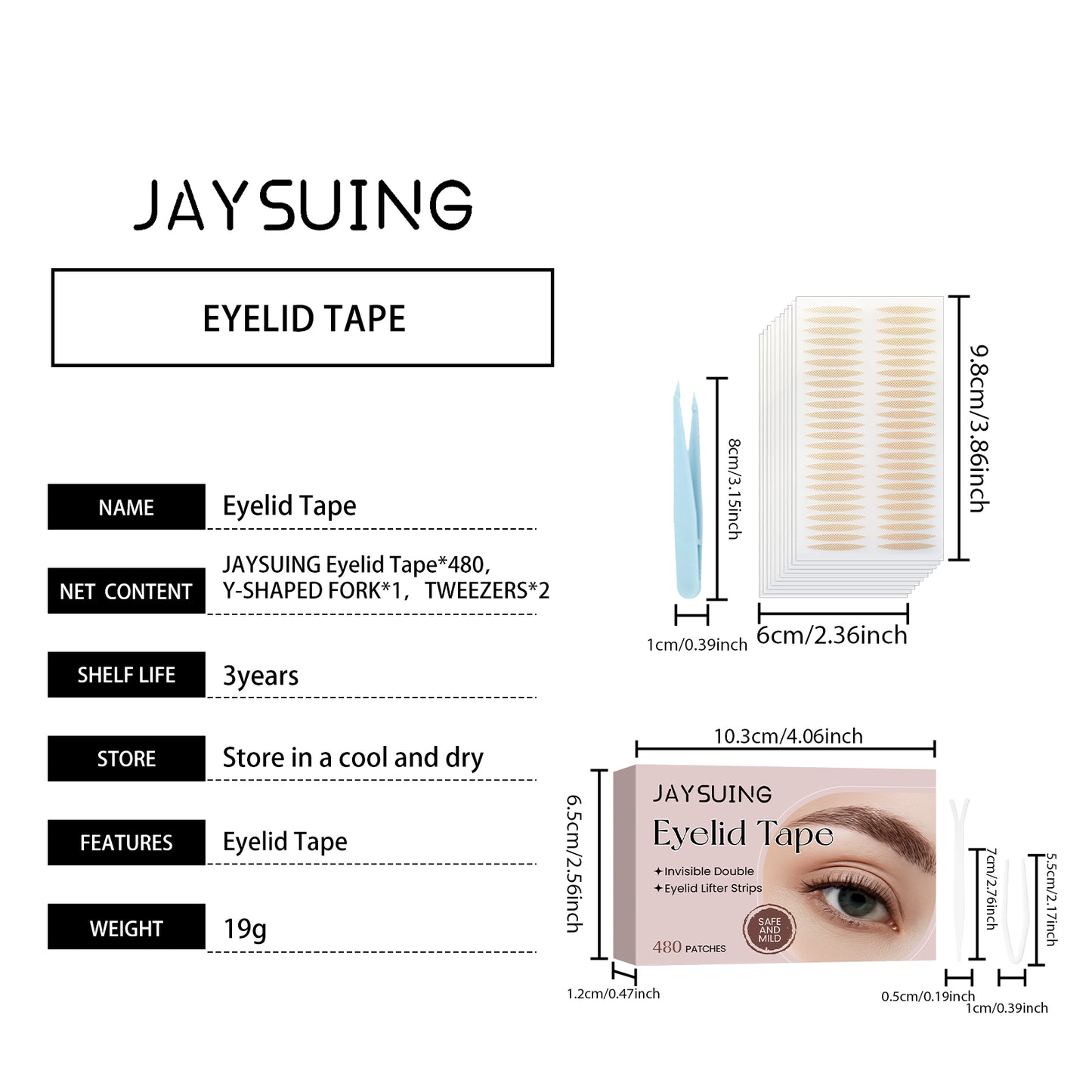 Jaysuing Invisible & Breathable Eyelid Tape Set – Glue-Free, Long-Lasting, Seamless for Larger, Defined Eyes