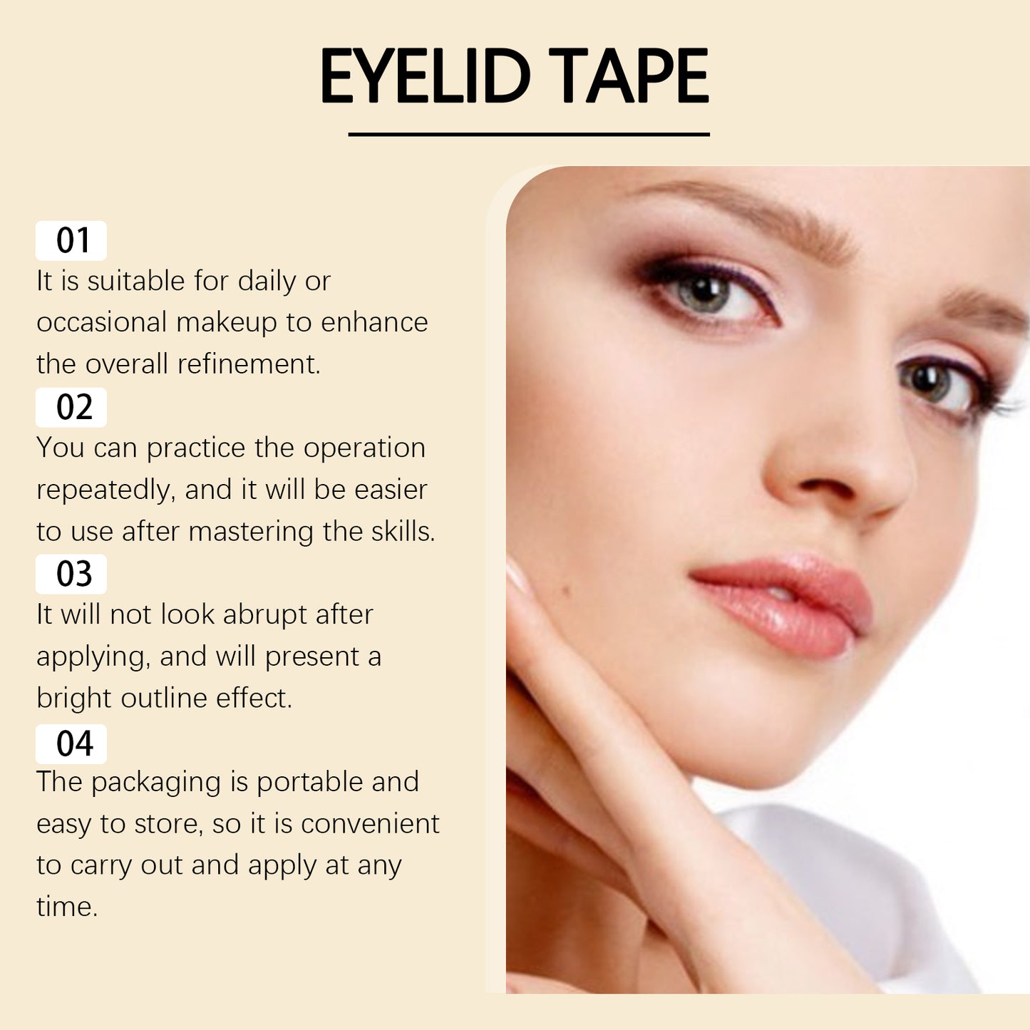 Jaysuing Invisible & Breathable Eyelid Tape Set – Glue-Free, Long-Lasting, Seamless for Larger, Defined Eyes