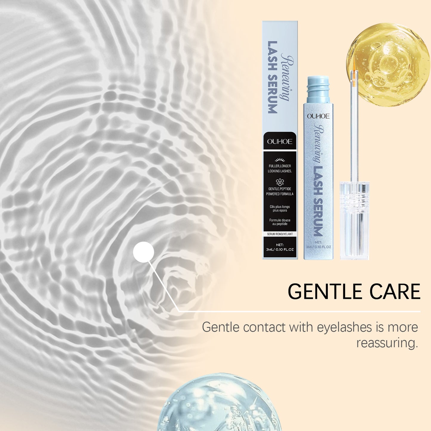 OUHOE Mascara Serum – Gentle, Nourishing, for Curled, Lengthened & Natural Lashes. Daily, Portable, Long-Wearing Lash Care