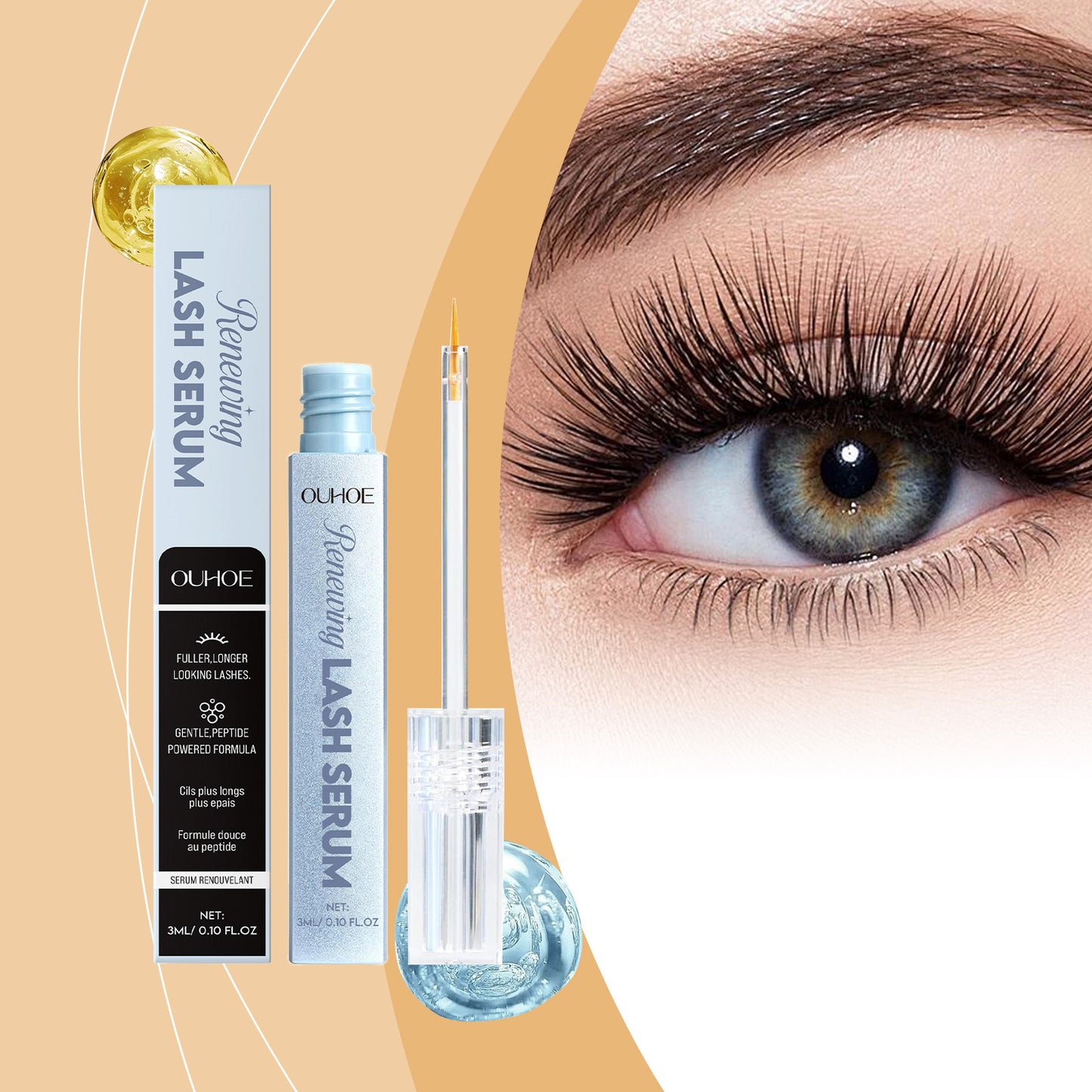 OUHOE Mascara Serum – Gentle, Nourishing, for Curled, Lengthened & Natural Lashes. Daily, Portable, Long-Wearing Lash Care