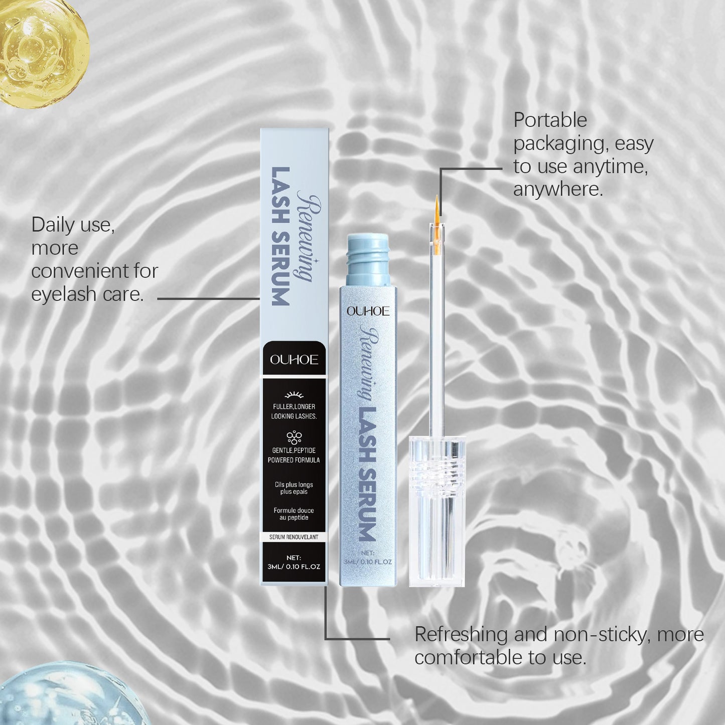 OUHOE Mascara Serum – Gentle, Nourishing, for Curled, Lengthened & Natural Lashes. Daily, Portable, Long-Wearing Lash Care