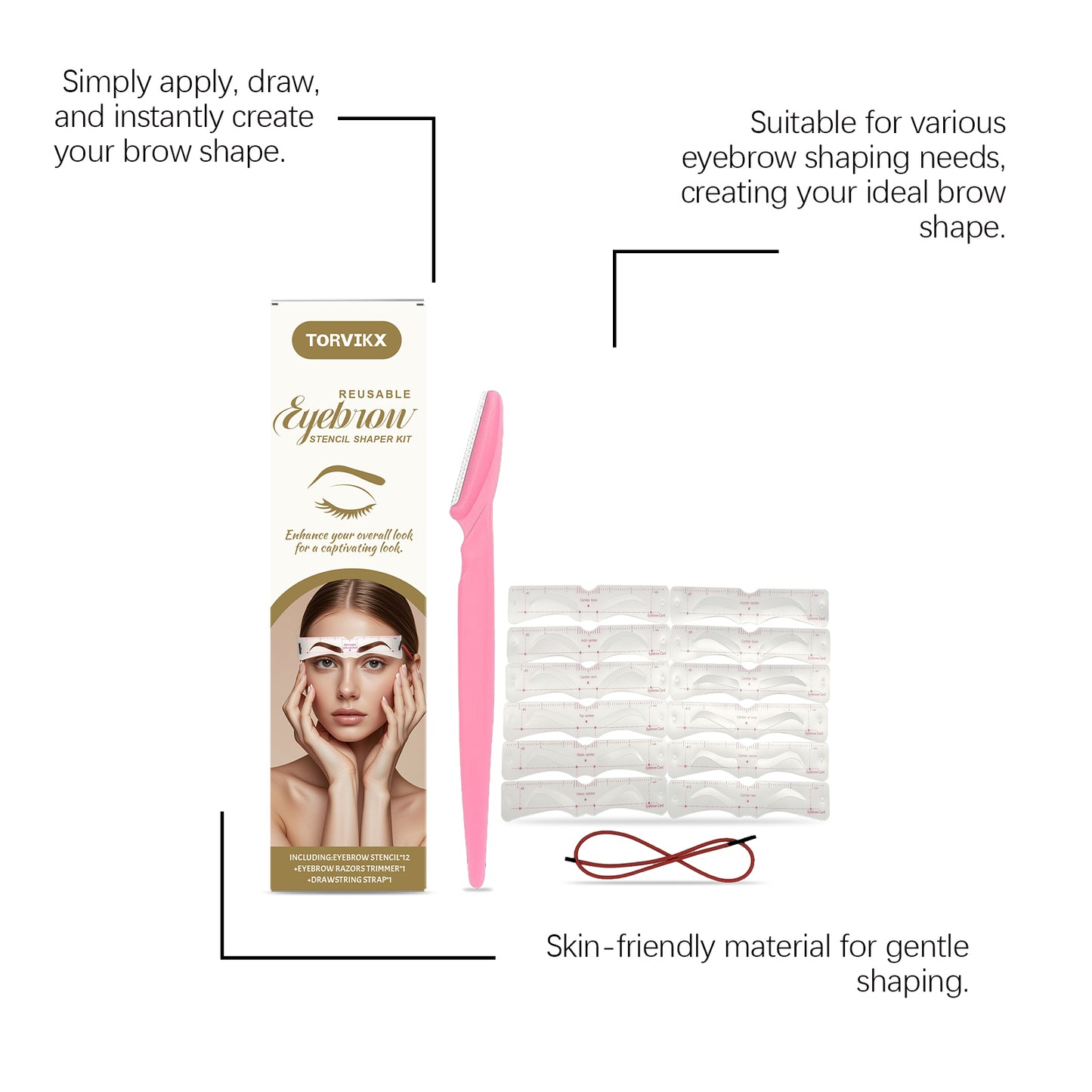 TORVIKX Eyebrow Stamp Stencil Kit – Lazy-friendly Brow Filling, Waterproof & Sweatproof!