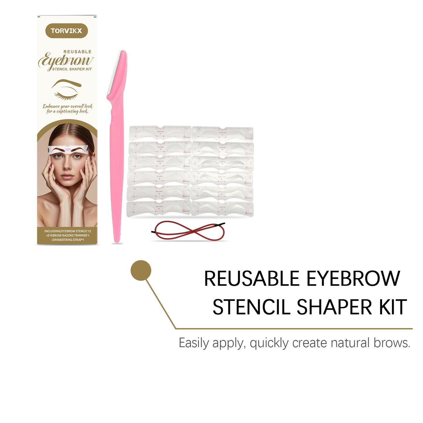 TORVIKX Eyebrow Stamp Stencil Kit – Lazy-friendly Brow Filling, Waterproof & Sweatproof!